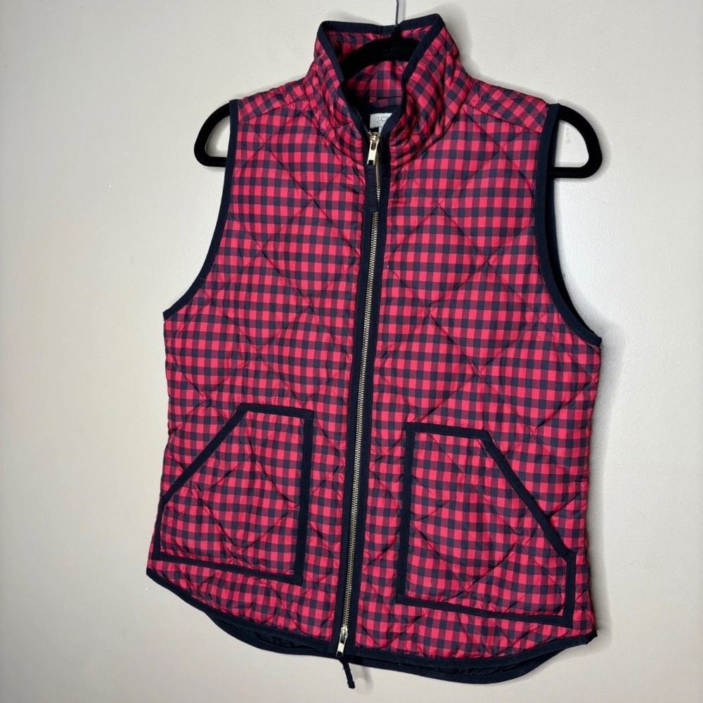 J.Crew Excursion Quilted Puffer Vest Buffalo Check Gingham Small Cabincore